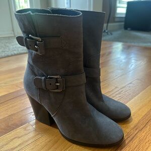 MICHAEL KORS grey leather heel booties